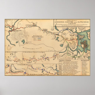 Póster Lexington, Concord y el Battle Road