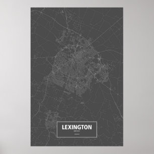 Póster Lexington, Kentucky (blanco sobre negro)