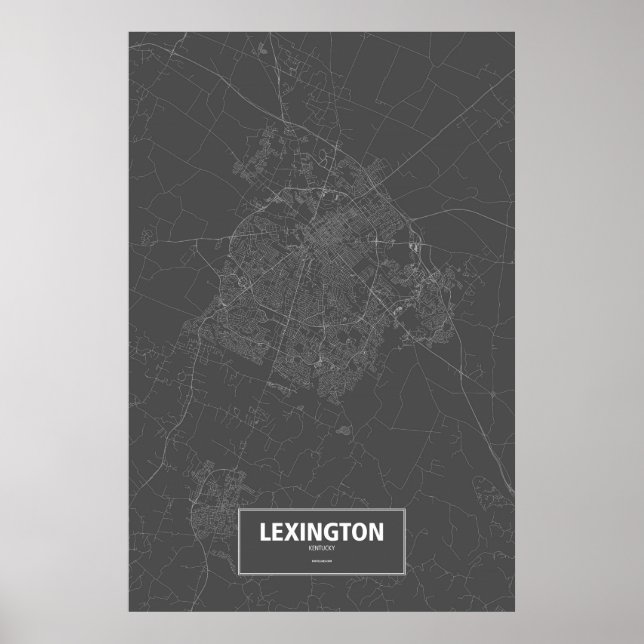 Póster Lexington, Kentucky (blanco sobre negro) (Frente)