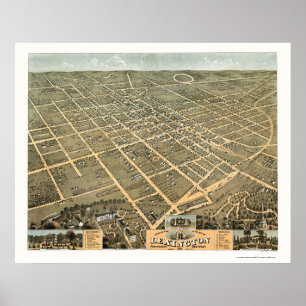 Póster Lexington, KY Panoramic Map - 1871