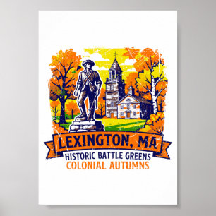 Póster Lexington Massachusetts Historic Battle Greens Aut