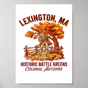 Póster Lexington Massachusetts Historic Battle Greens Orc