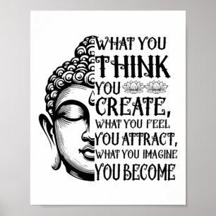 Póster Ley de Atracción Espiritual Buda Meditación Frase