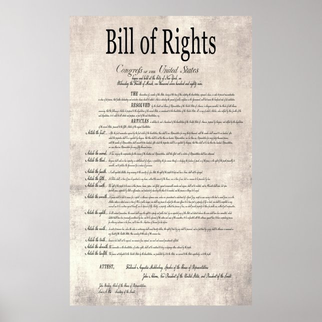 PÓSTER LEY DE DERECHOS DE LOS ESTADOS UNIDOS 2 (Frente)