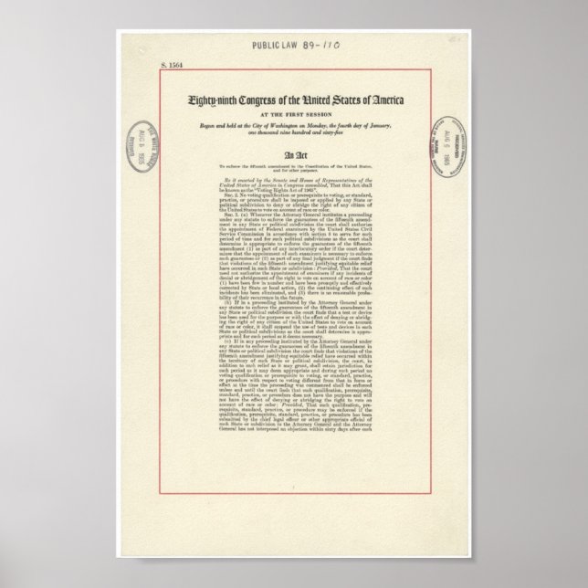 Póster Ley de derechos de voto (Frente)