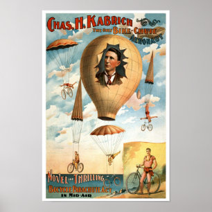 Póster Ley de Paracaídas de Bicicleta, 1896. Publicidad A