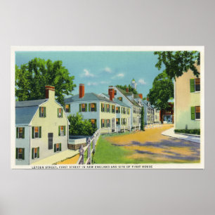 Póster Leyden Street View, First Street in New England