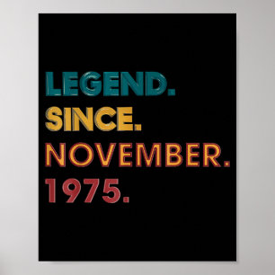 Póster Leyenda 1975 50 Cumpleaños Para Hombres Mujeres 50