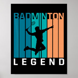 Póster Leyenda Badminton Player Shuttle Sports S