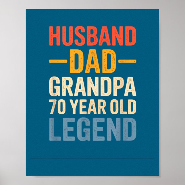 Póster Leyenda de 70 años esposo papá (Frente)