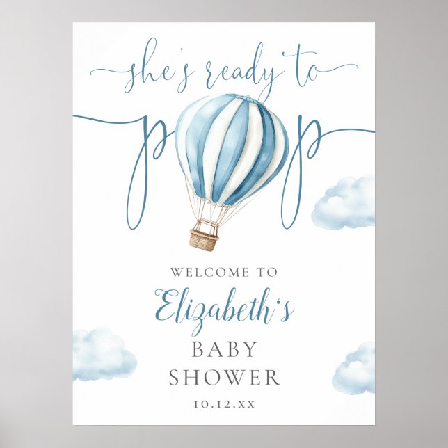 Póster Leyenda de bienvenida Baby Shower de globo azul po (Frente)