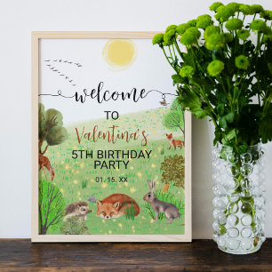 Póster Leyenda de bienvenida de animales de Woodland Gree