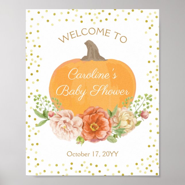 Póster Leyenda de bienvenida de Baby Shower con flores de (Frente)
