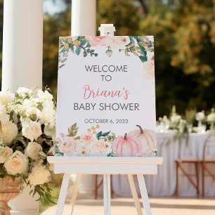 Póster Leyenda de bienvenida de Baby Shower con flores de