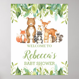 Póster Leyenda de bienvenida de Baby Shower para animales