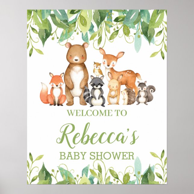 Póster Leyenda de bienvenida de Baby Shower para animales (Frente)