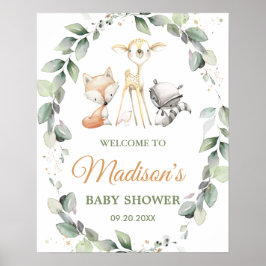 Póster Leyenda de bienvenida de Baby Shower para animales