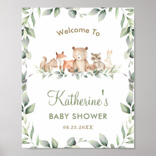 Póster Leyenda de bienvenida de Baby Shower para animales