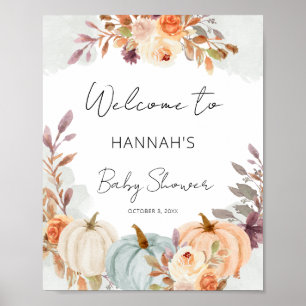 Póster Leyenda de bienvenida de Baby Shower para calabaza