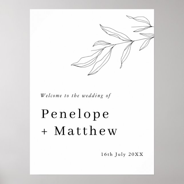 Póster Leyenda de bienvenida de hoja de estilo de línea (Frente)