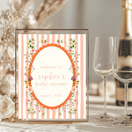 Póster Leyenda de bienvenida de Rubor Pink Garden Wreath 