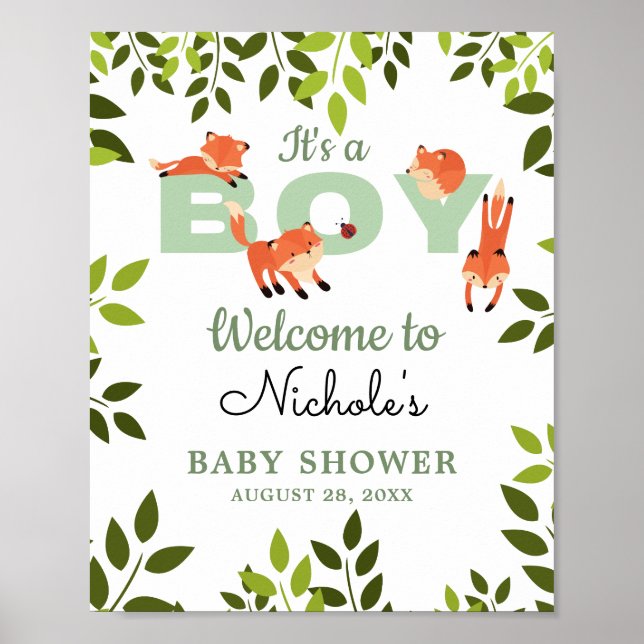 Póster Leyenda de bienvenida de Woodland Forest Fox Boy B (Frente)