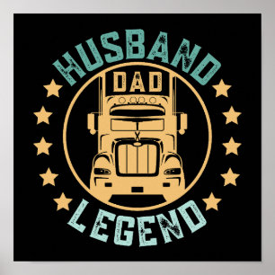 Póster Leyenda de camionero de papá estilo retro vintage