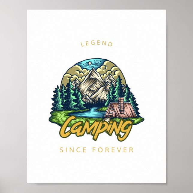 Póster Leyenda de camping desde siempre (Frente)