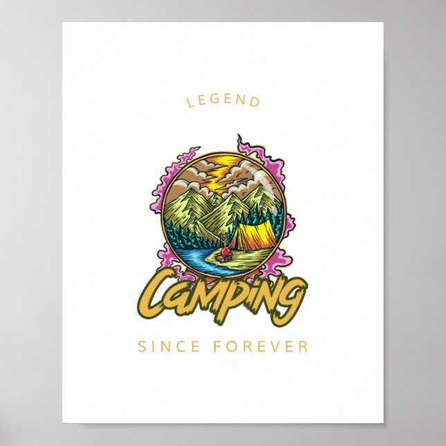 Póster Leyenda de camping desde siempre (Frente)