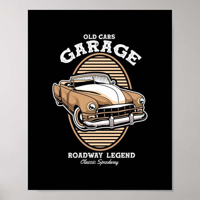 Póster Leyenda de Garaje de Coches Antiguos (Frente)