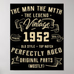 Póster Leyenda de mito masculino de 1952 70th Birthday Te<br><div class="desc">Leyenda de mito masculino de 1952 70th Birthday Tee de 70 años</div>