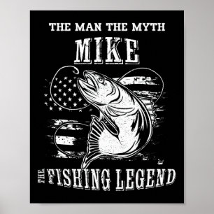 Póster Leyenda de pesca Mito Hombre Mike Nombre personali