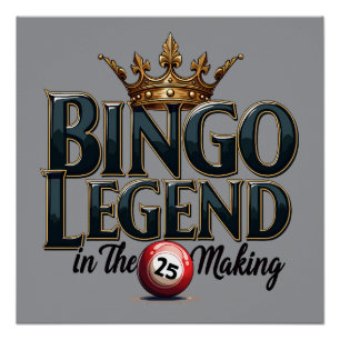 Póster Leyenda del Bingo Coronada en Tipografía Retro Dor