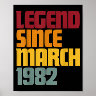 Póster Leyenda desde marzo 1982 cumpleaños 44 - vintage