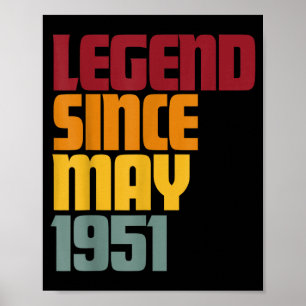 Póster Leyenda desde mayo 1951 75 cumpleaños - divertido