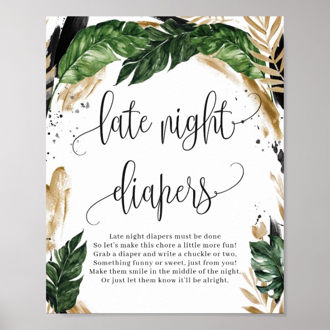 Póster Leyenda tropical verde para pañales nocturnos (Frente)