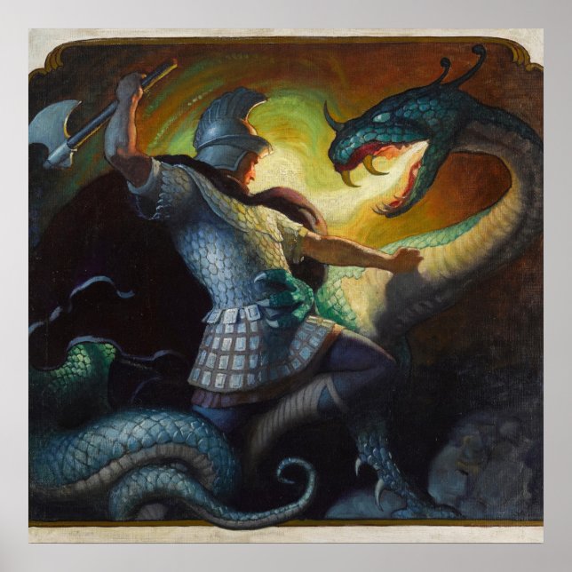 Póster Leyendas de Charlemagne por Newell Convers Wyeth (Frente)