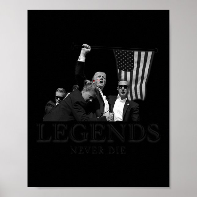 Póster Leyendas De Donald Trump 2024 Nunca Mueren Patriot (Frente)