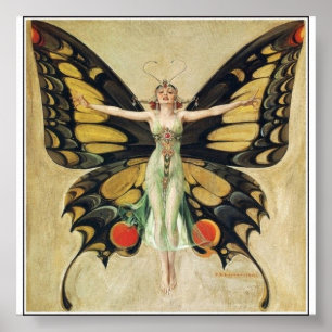 Póster Leyendecker - Mujer mariposa