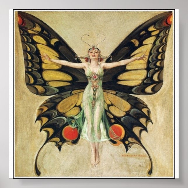 Póster Leyendecker - Mujer mariposa (Frente)