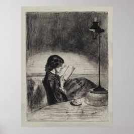 Póster Leyendo a la luz de la lámpara, Whistler