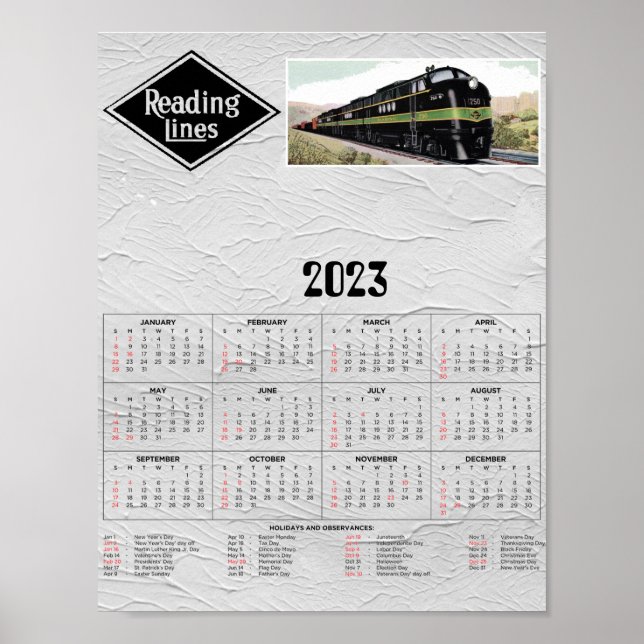 Póster Leyendo calendario ferroviario (Frente)