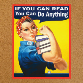 Póster Leyendo con la divertida Rosie the Riveter Classic