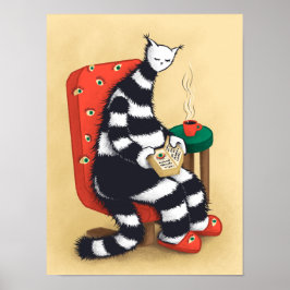 Póster Leyendo el amante del libro del gato