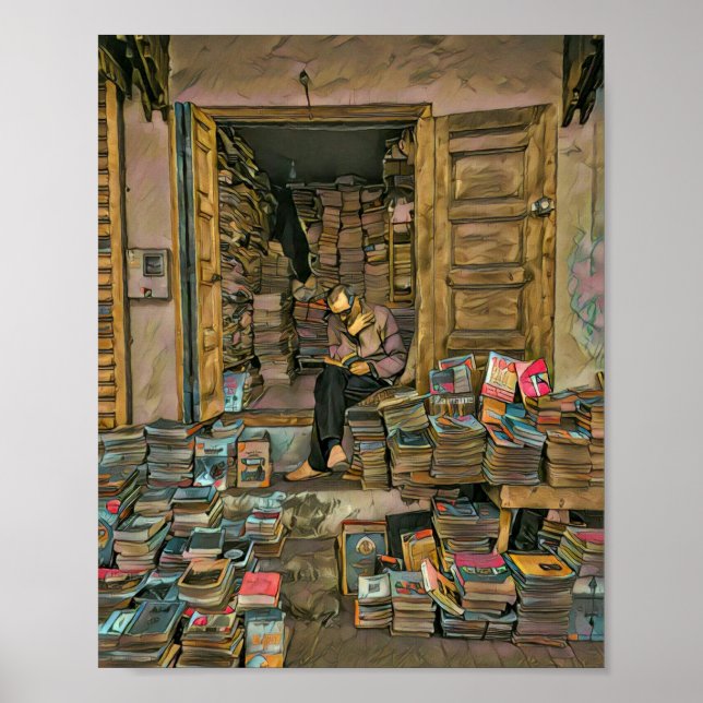 Póster Leyendo El Regalo De Los Amantes Para Bibliotecari (Frente)