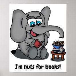 Póster Leyendo elefante: Soy loco por los libros