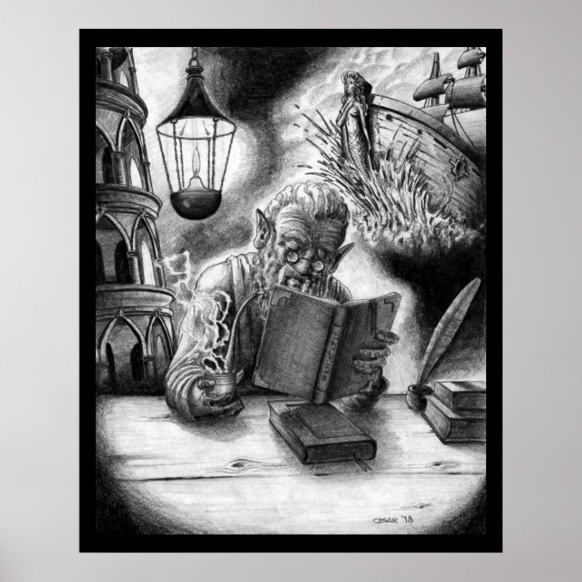 Póster Leyendo Gnome (Frente)