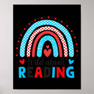 Póster Leyendo libros lector amante bibliotecario maestro