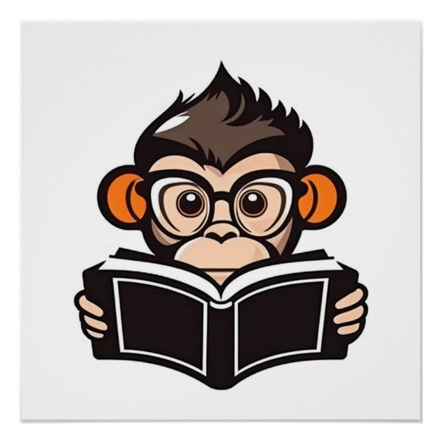 Póster Leyendo mono (Anverso)
