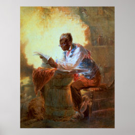 Póster Leyendo periódico por velas